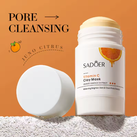 SADOER Mascarilla Facial de Arcilla con Vitamina C – Detox Iluminador para una Piel Radiante